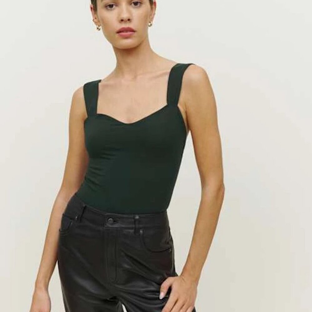 Reformation Forest Green Knit Bodysuit - Small (Forest Green)